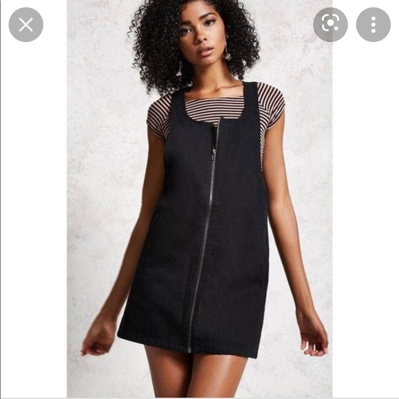 Forever 21 Dresses & Skirts - 3/$15 Forever 21 Zipper Front Black Overall Jean Dress